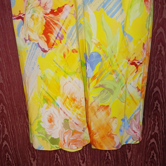 RALPH LAUREN Bright Yellow Floral Side Zip Skirt Size 10 - Picture 6 of 16